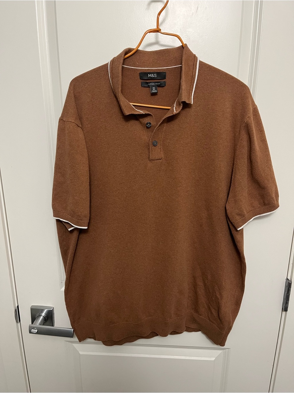 M&S Men’s Cotton-Rich Sweater Knit Polo in size 2XL